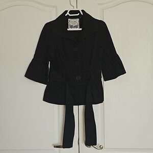 Guess Women's Cotton Blazer With Bell Sleeves Medium Black